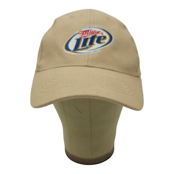 Miller Lite Embroidered Logo Khaki Strapback Cap Trucker Baseball Hat Beer Acme - Picture 11 of 15